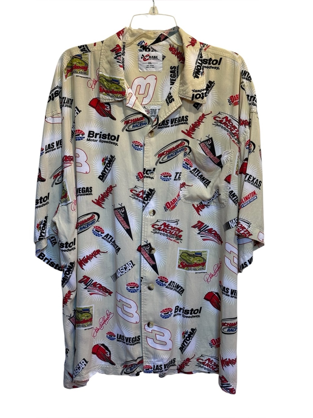 Rare Vintage Chase Authentics NASCAR Short Sleeve Shirt 2XL AOP